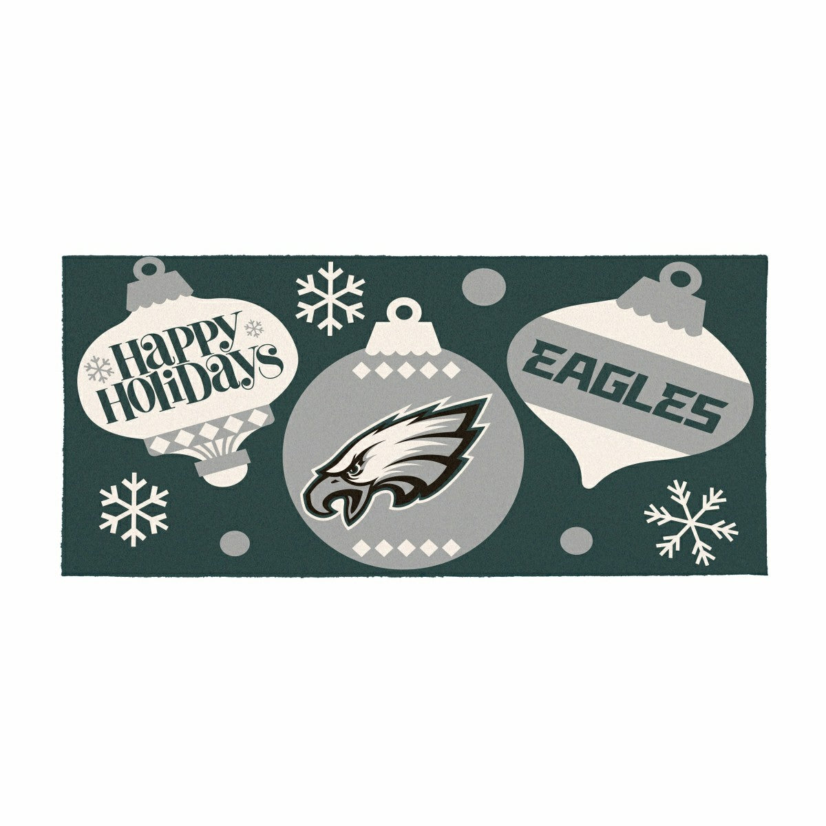 Philadelphia Eagles Holiday Flocked Coir Sassafras Switch Mat, 22"x10"