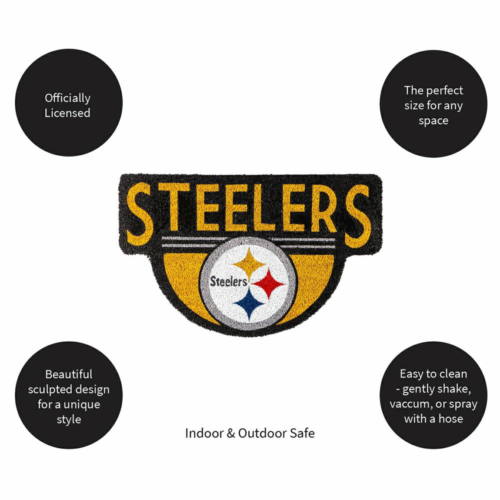 NFL Shaped Coir Door Mat, Steelers