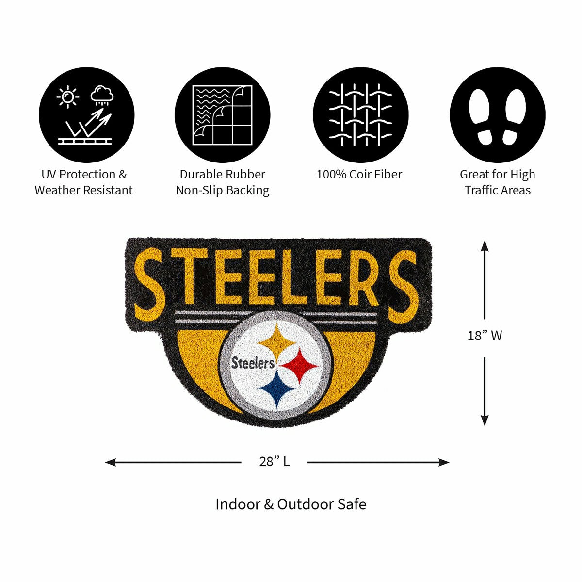 NFL Shaped Coir Door Mat, Steelers