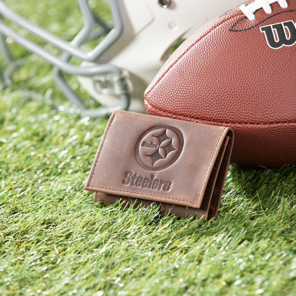 Pittsburgh Steelers, Tri-Fold Wallet, Brown, CH, 100% Genuine Leather
