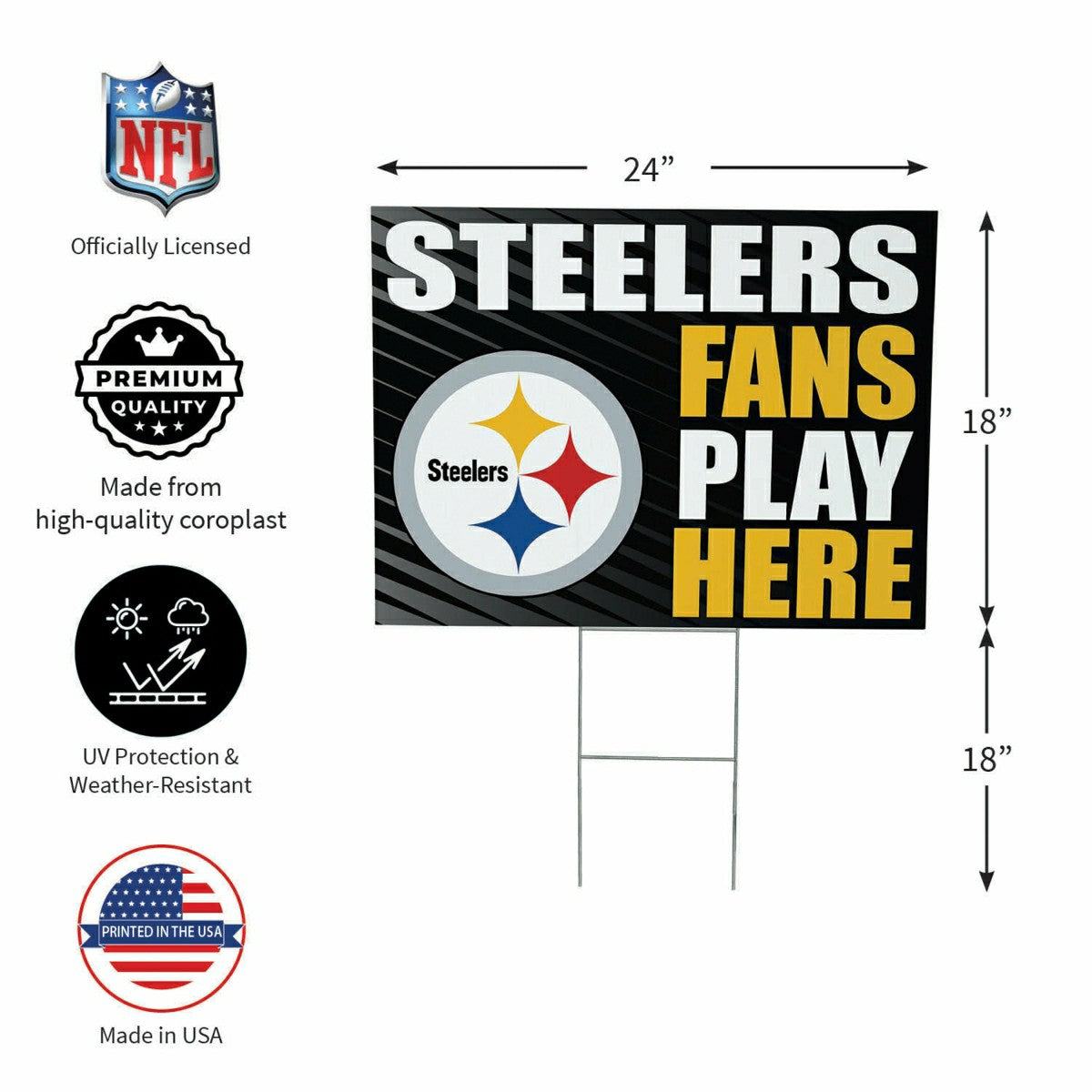 Pittsburgh Steelers Coroplast Yard Sign "Fans Play Here"
