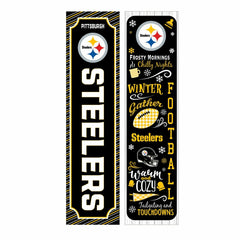 46" Double Sided Leaner, Pittsburgh Steelers, Winter Seasonal
