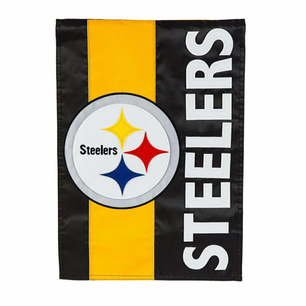 Double-Sided Embellished NFL Team Pride Applique House Flag, Pittsburg