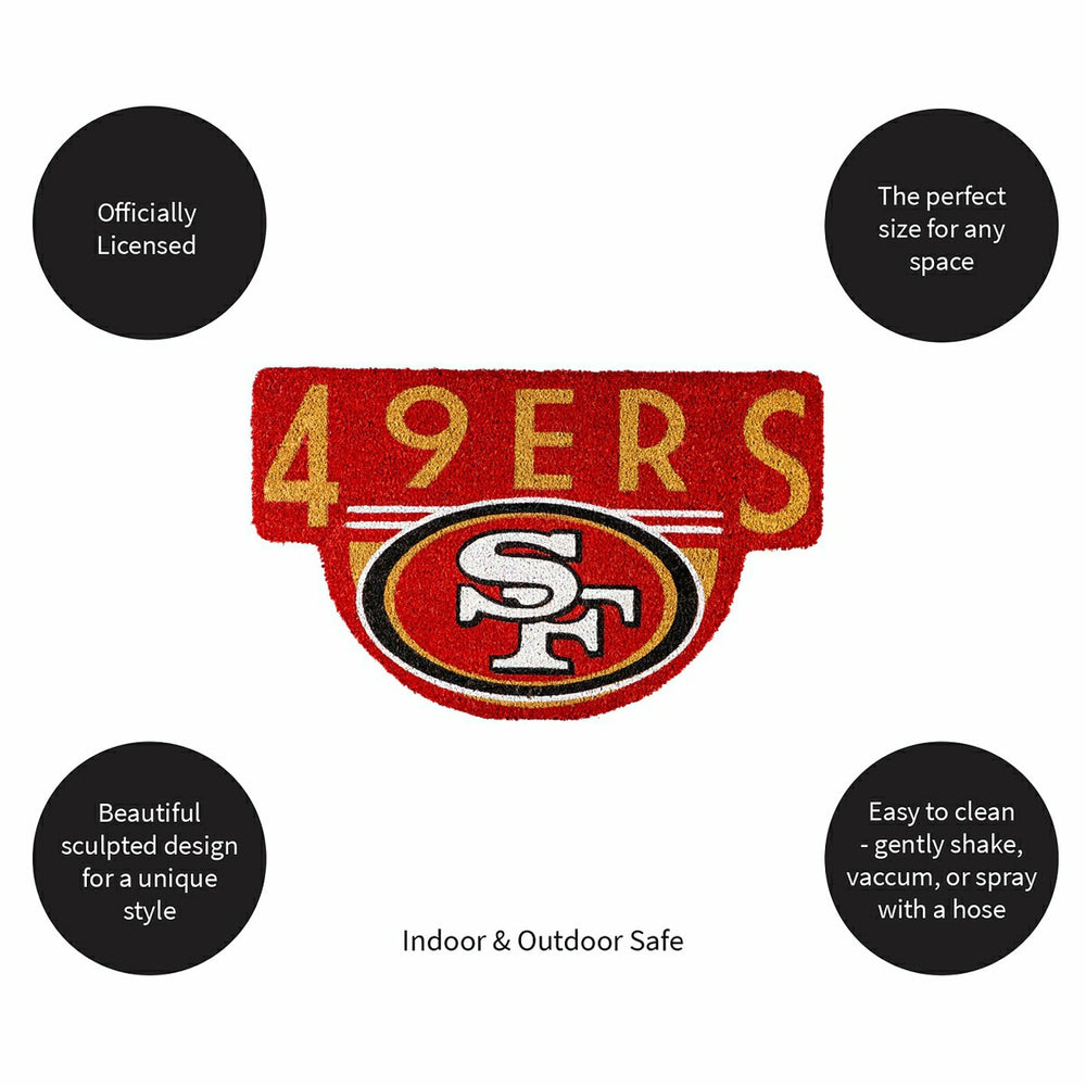 NFL Shaped Coir Door Mat, San Francisco 49s