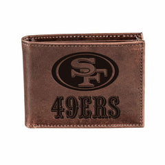 San Francisco 49ers, Bi-Fold Wallet, Brown, CH, 100% Genuine Leather