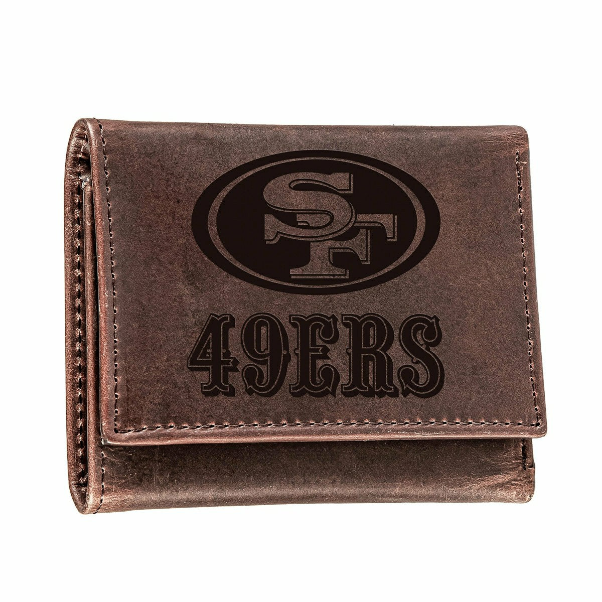 San Francisco 49ers, Tri-Fold Wallet, Brown, CH, 100% Genuine Leather