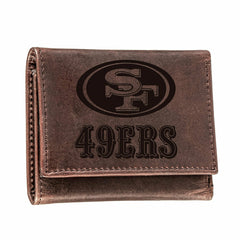 San Francisco 49ers, Tri-Fold Wallet, Brown, CH, 100% Genuine Leather