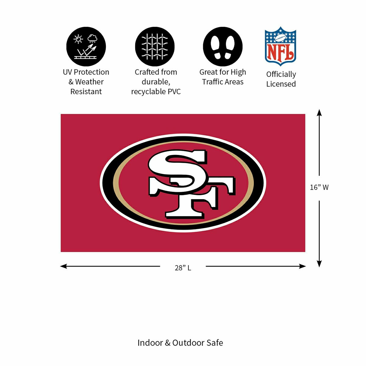 Full Color PVC Mat, 16" x 28", San Francisco 49ers