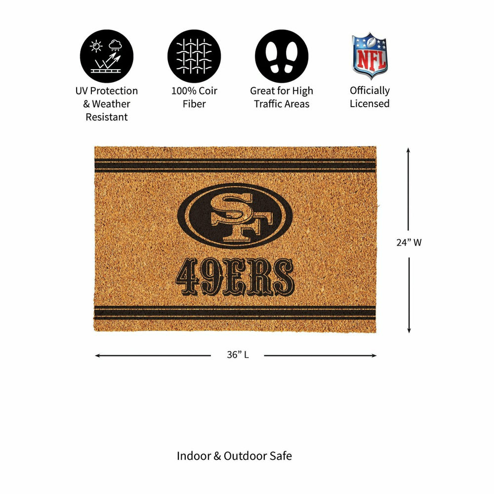 San Francisco 49ers Large One Color Coir Mat, 36"x24"