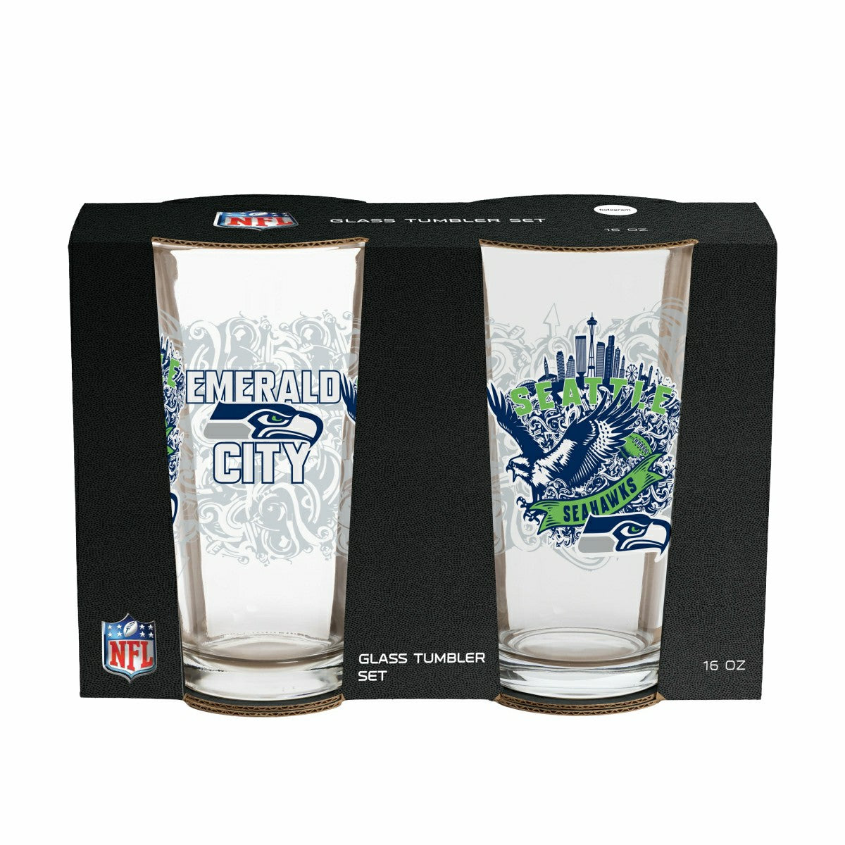 Seattle Seahawks 16oz Glass pint, Set of 2