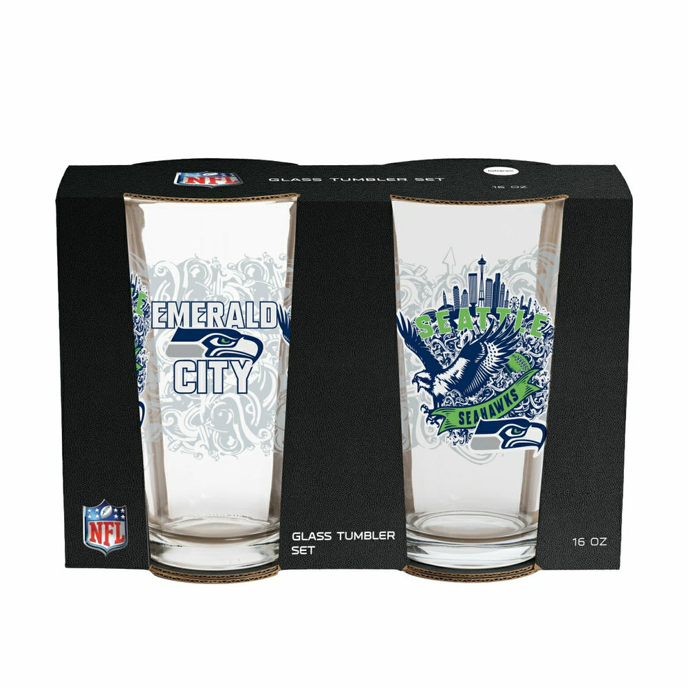 Seattle Seahawks 16oz Glass pint, Set of 2
