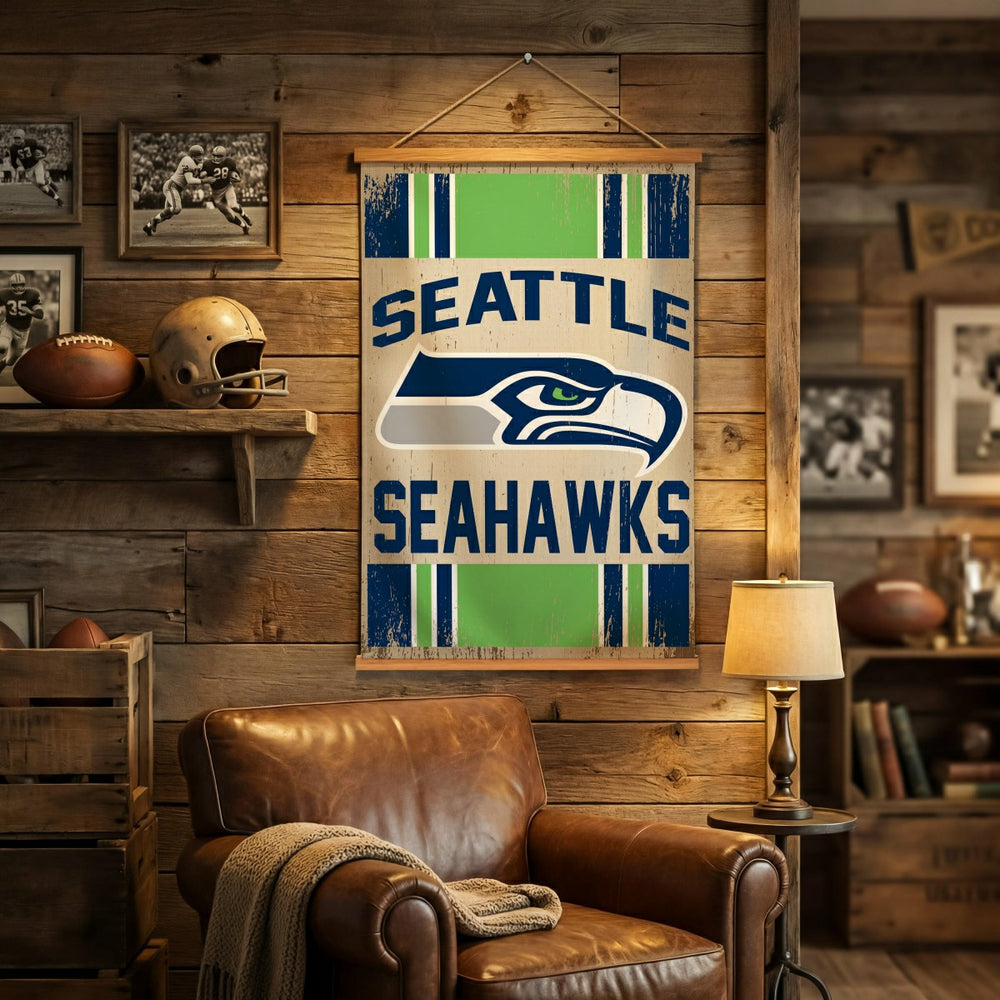 Seattle Seahawks, Canvas Wall Tapestry, Medium, 36x24