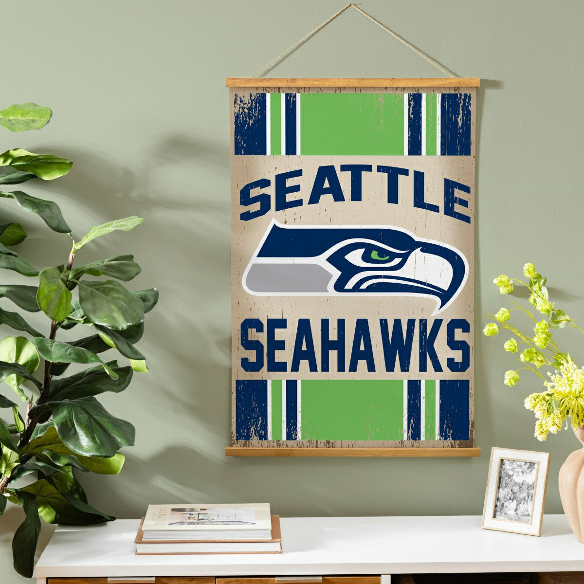 Seattle Seahawks, Canvas Wall Tapestry, Medium, 36x24