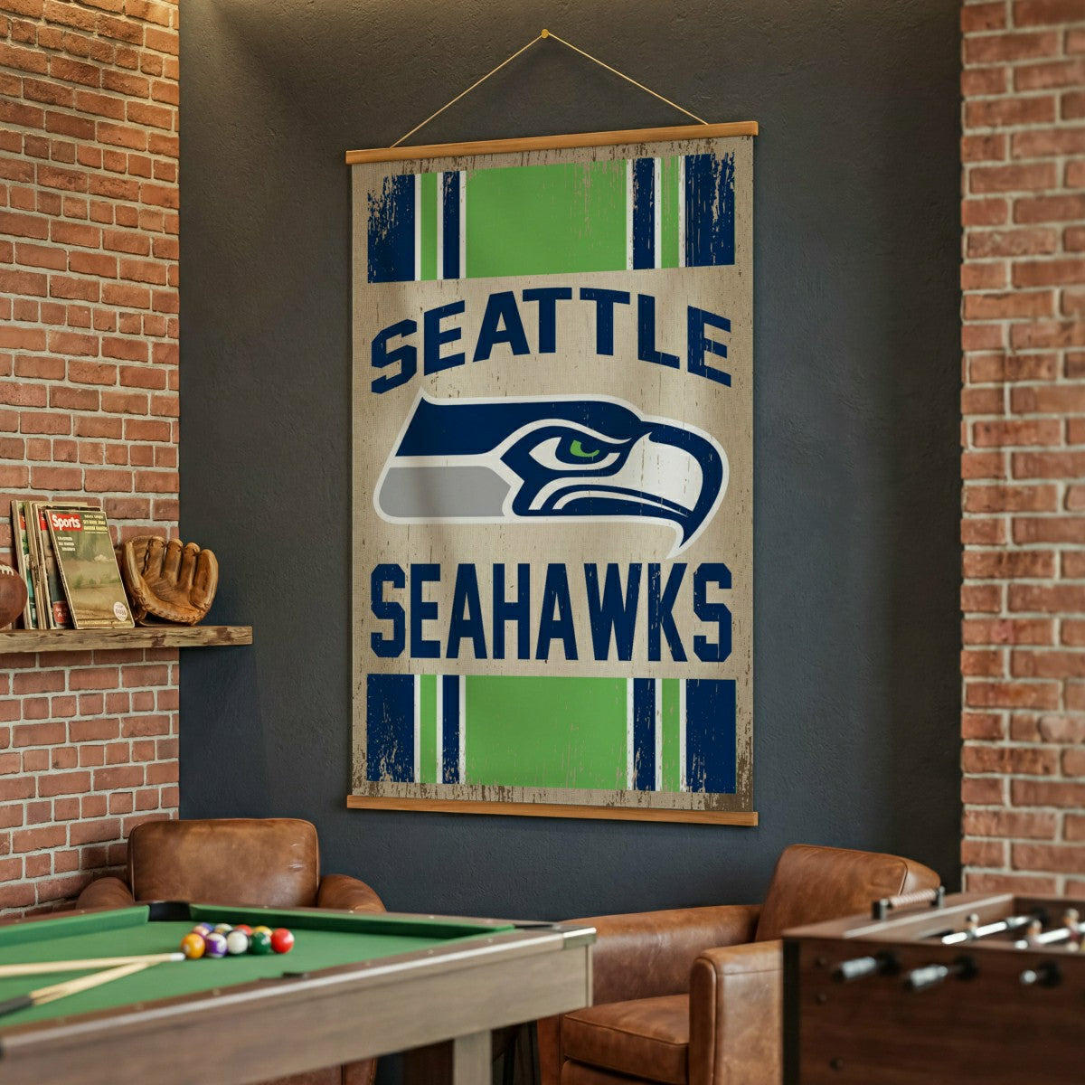 Seattle Seahawks, Canvas Wall Tapestry, Large, 54x36