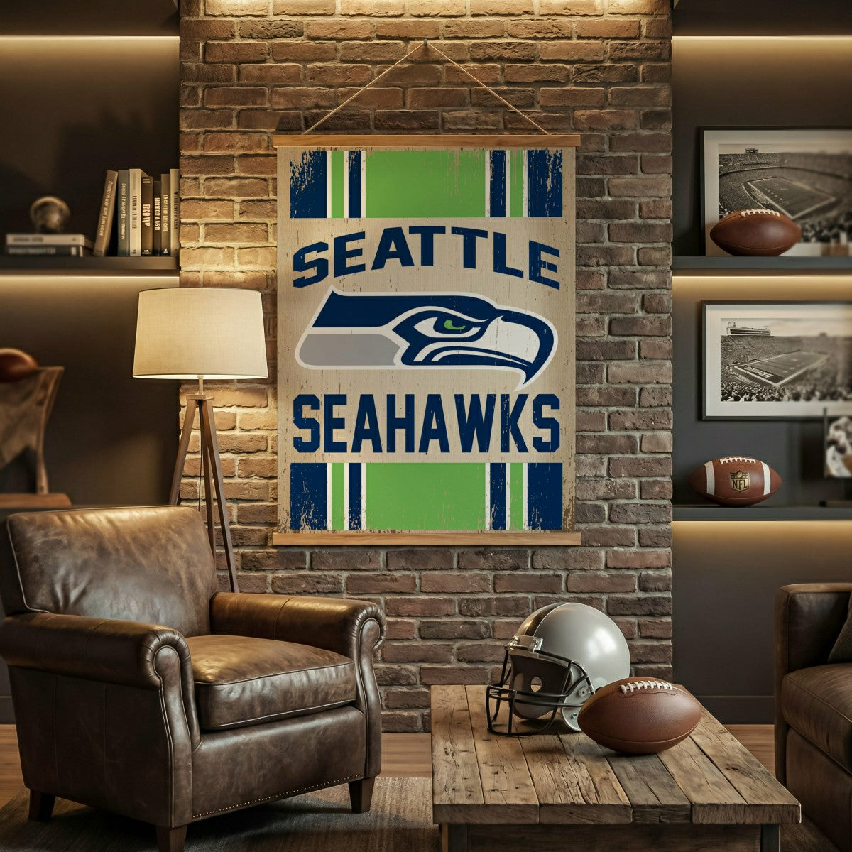 Seattle Seahawks, Canvas Wall Tapestry, Large, 54x36