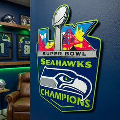 Seattle Seahawks, Super Bowl 60, Layered Metal Wall Art