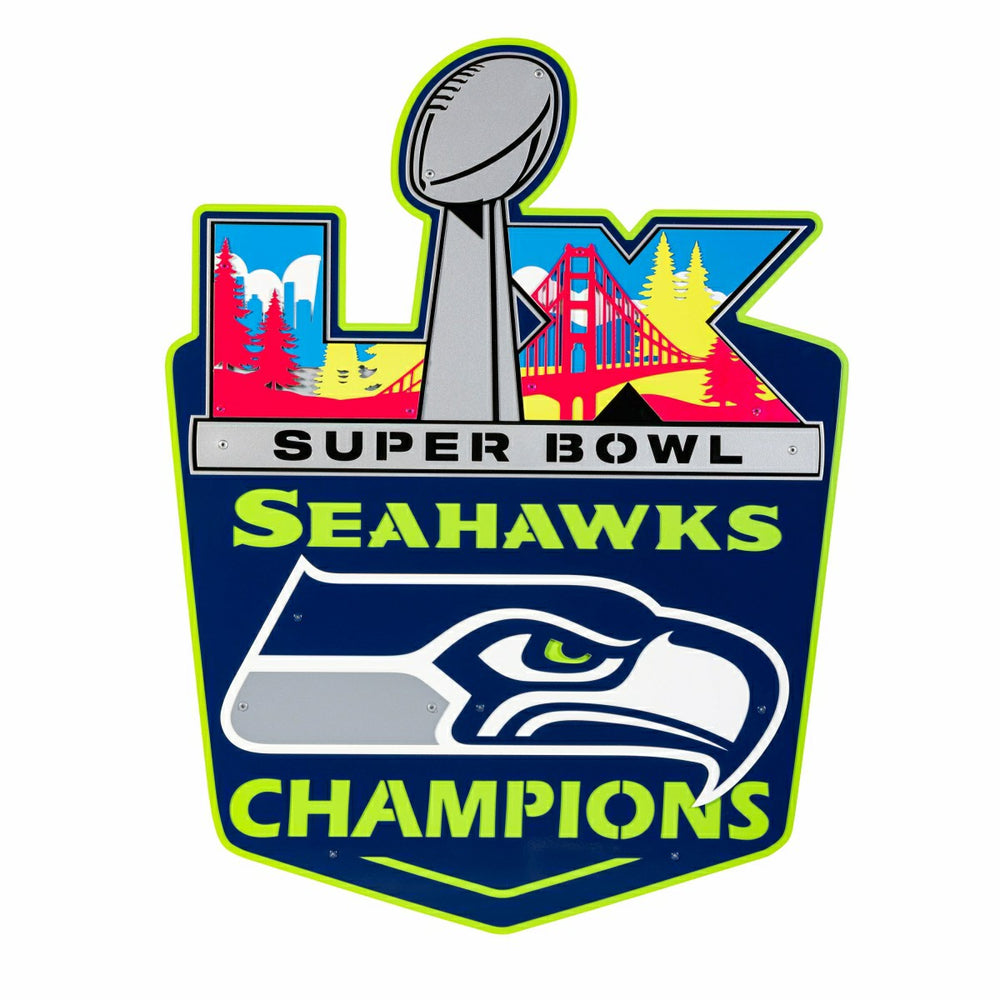 Seattle Seahawks, Super Bowl 60, Layered Metal Wall Art