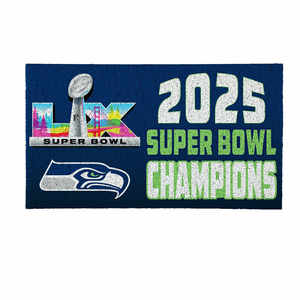 Seattle Seahawks, Super Bowl 60, Champions, Turf Mat, Color, 28"x 16"