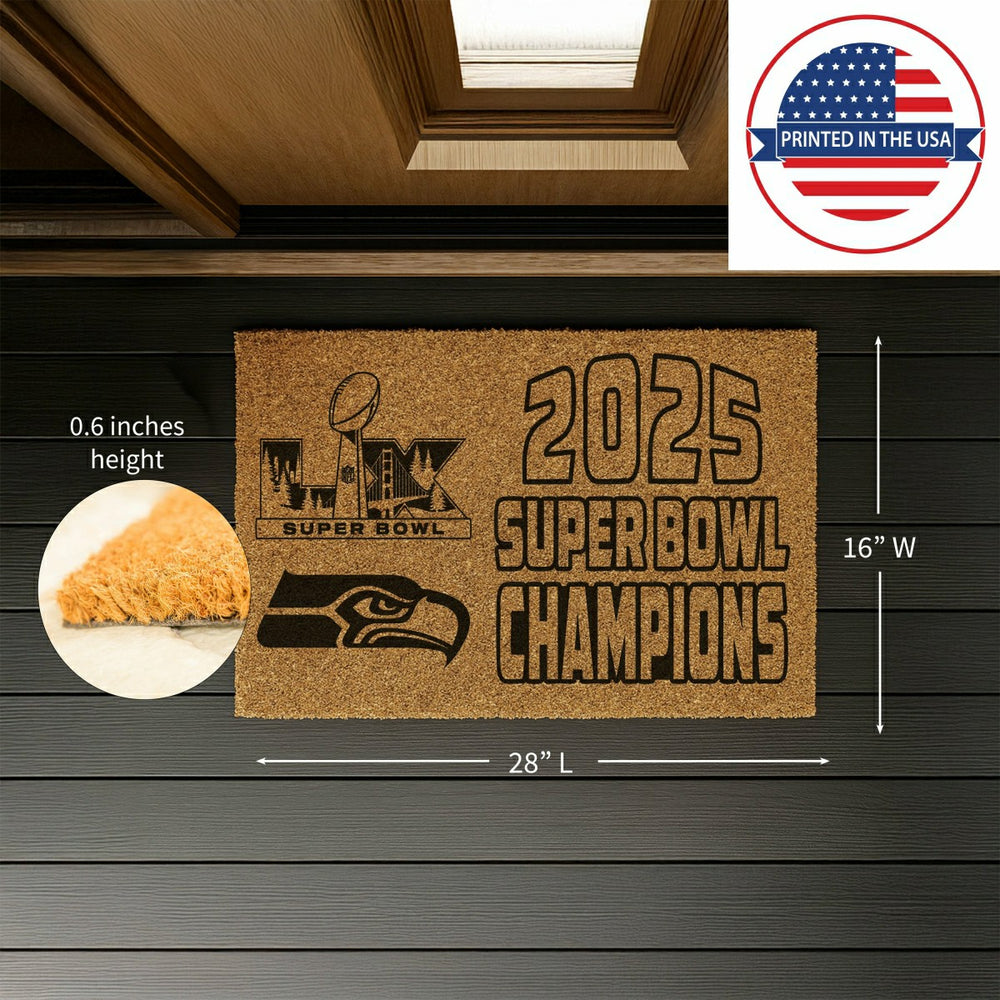 Seattle Seahawks, Super Bowl 60, Champions, Coir Mat, One Color, 28"x