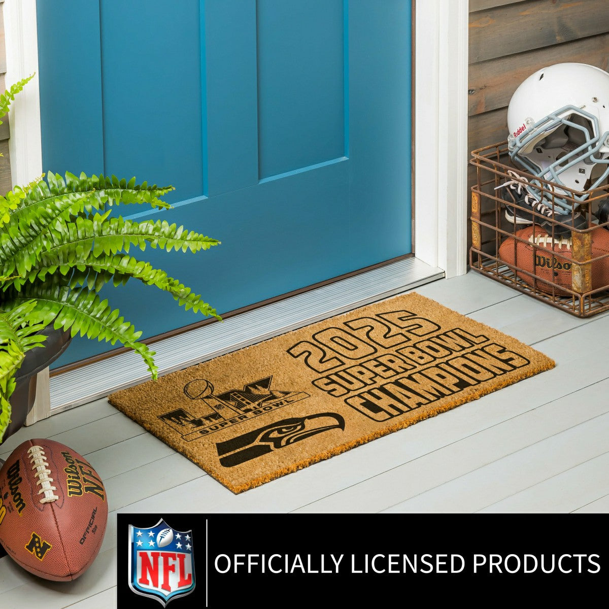 Seattle Seahawks, Super Bowl 60, Champions, Coir Mat, One Color, 28"x