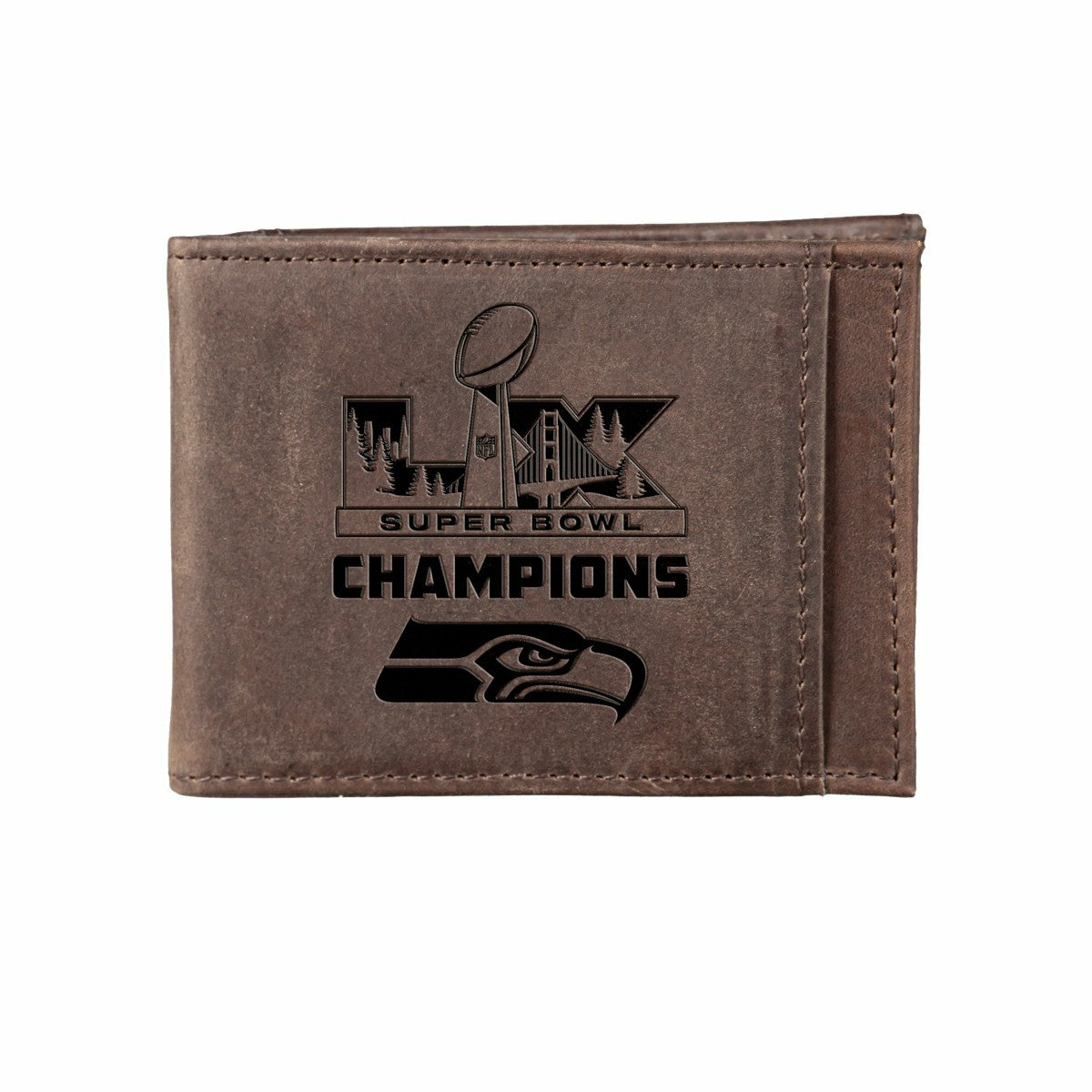 Seattle Seahawks, Super Bowl 60, Front Pocket Wallet, Brown