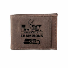 Seattle Seahawks, Super Bowl 60, Front Pocket Wallet, Brown
