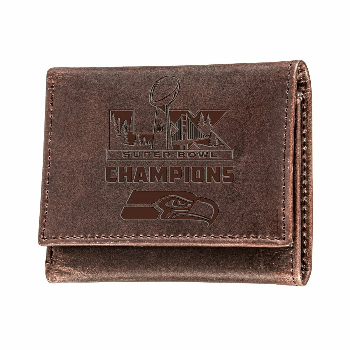 Seattle Seahawks, Super Bowl 60, Wallet, Tri-fold, Brown