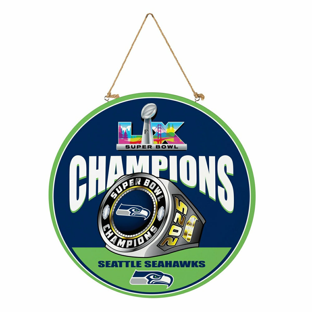 Seattle Seahawks, Super Bowl 60, Ring, Round Door Decor with Hanging R