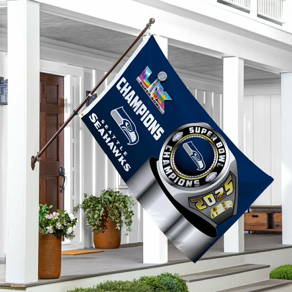 Seattle Seahawks, Super Bowl 60, Ring, Single Sided Flag w/ 2 Grommets