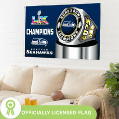 Seattle Seahawks, Super Bowl 60, Ring, Single Sided Flag w/ 2 Grommets