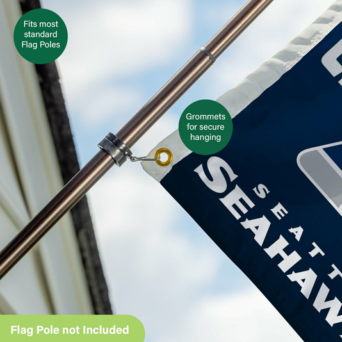 Seattle Seahawks, Super Bowl 60, Ring, Single Sided Flag w/ 2 Grommets