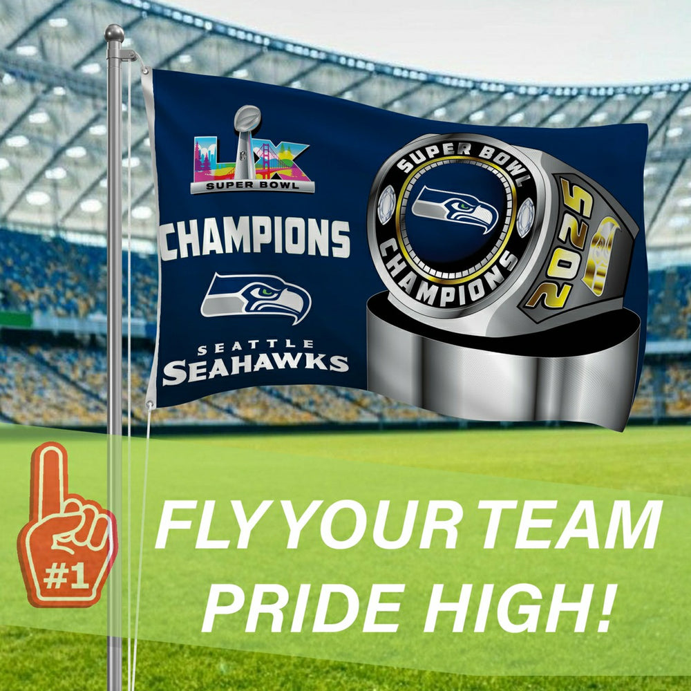 Seattle Seahawks, Super Bowl 60, Ring, Single Sided Flag w/ 2 Grommets