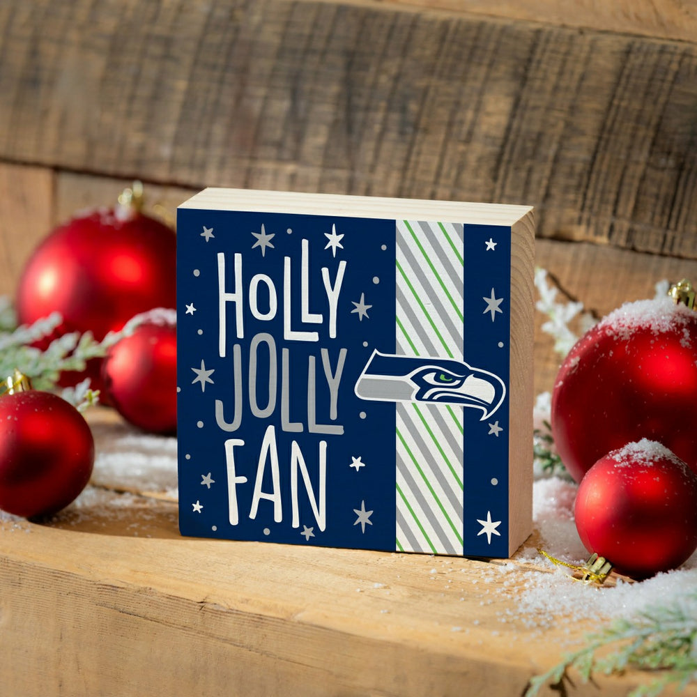 Seattle Seahawks Block, Holiday, 6x6