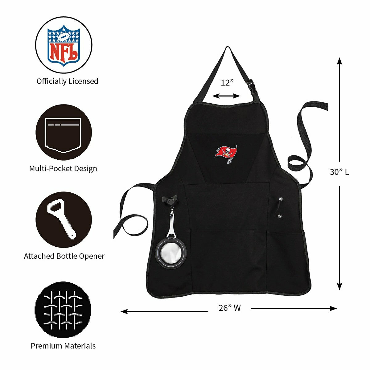 Grill Apron, Black, Tampa Bay Buccaneers