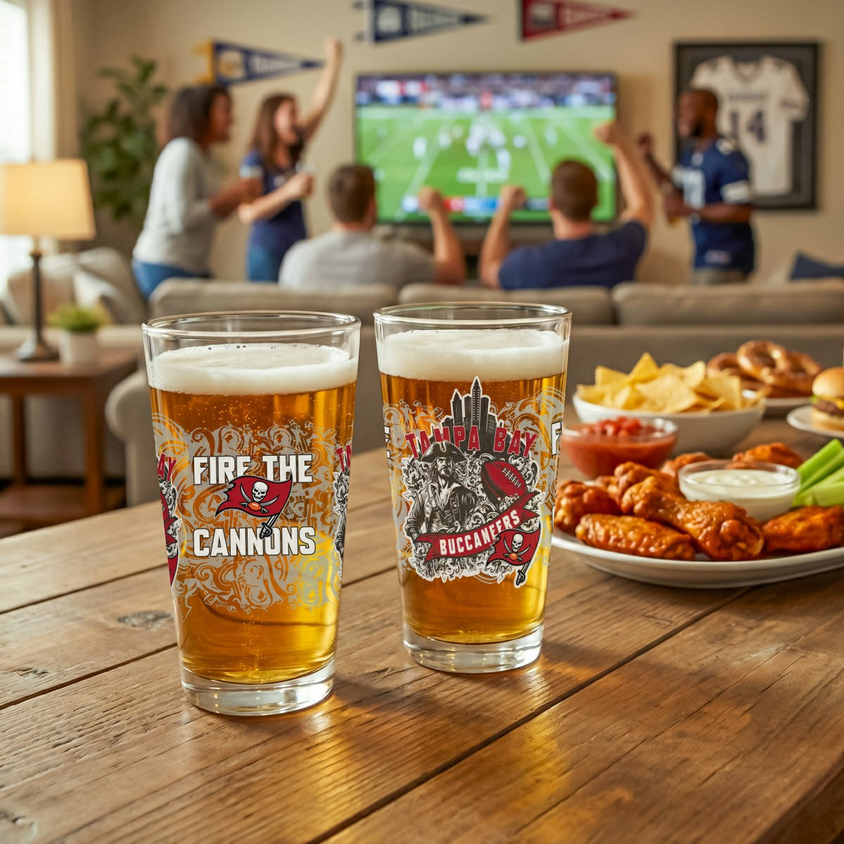 Tampa Bay Buccaneers 16oz Glass pint, Set of 2