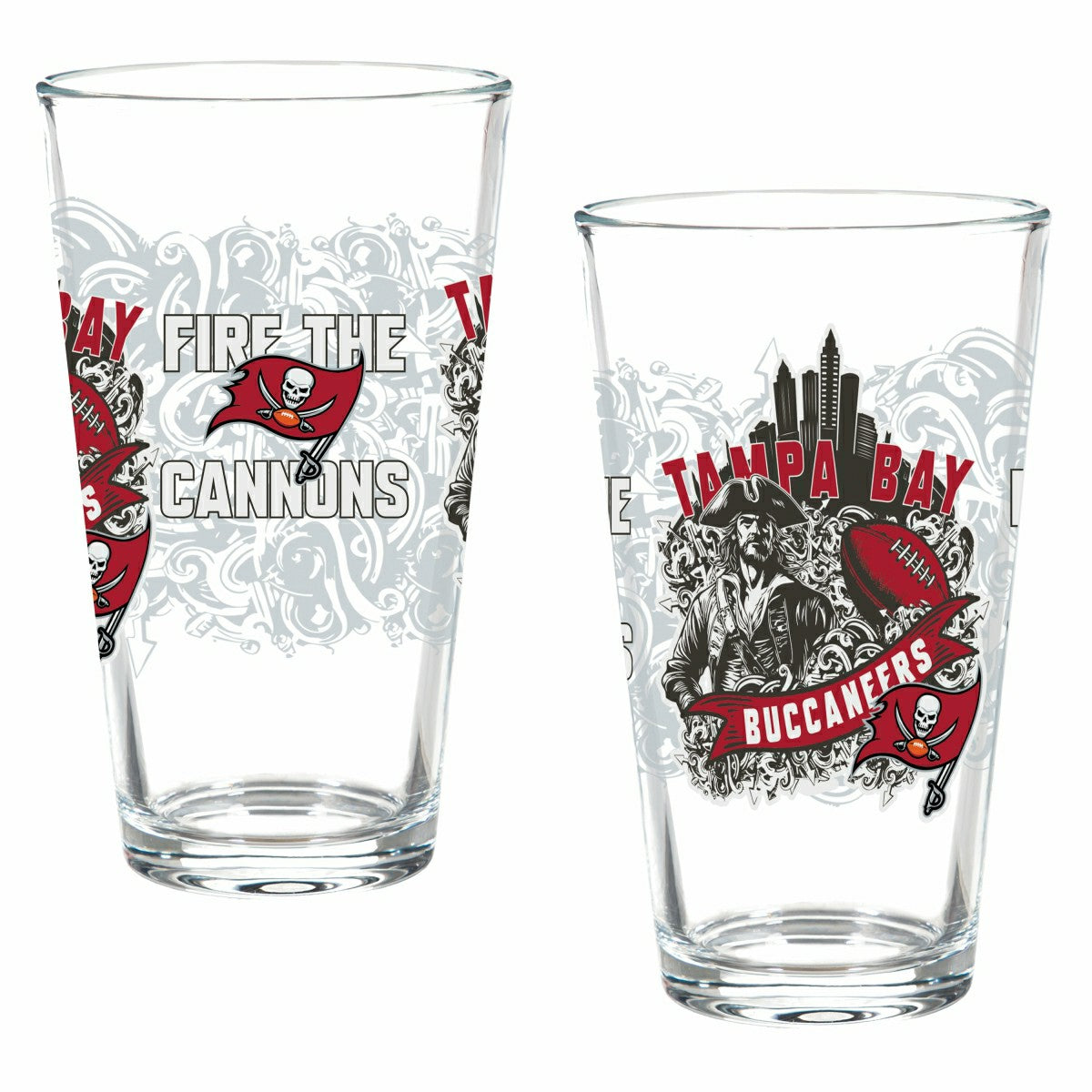 Tampa Bay Buccaneers 16oz Glass pint, Set of 2