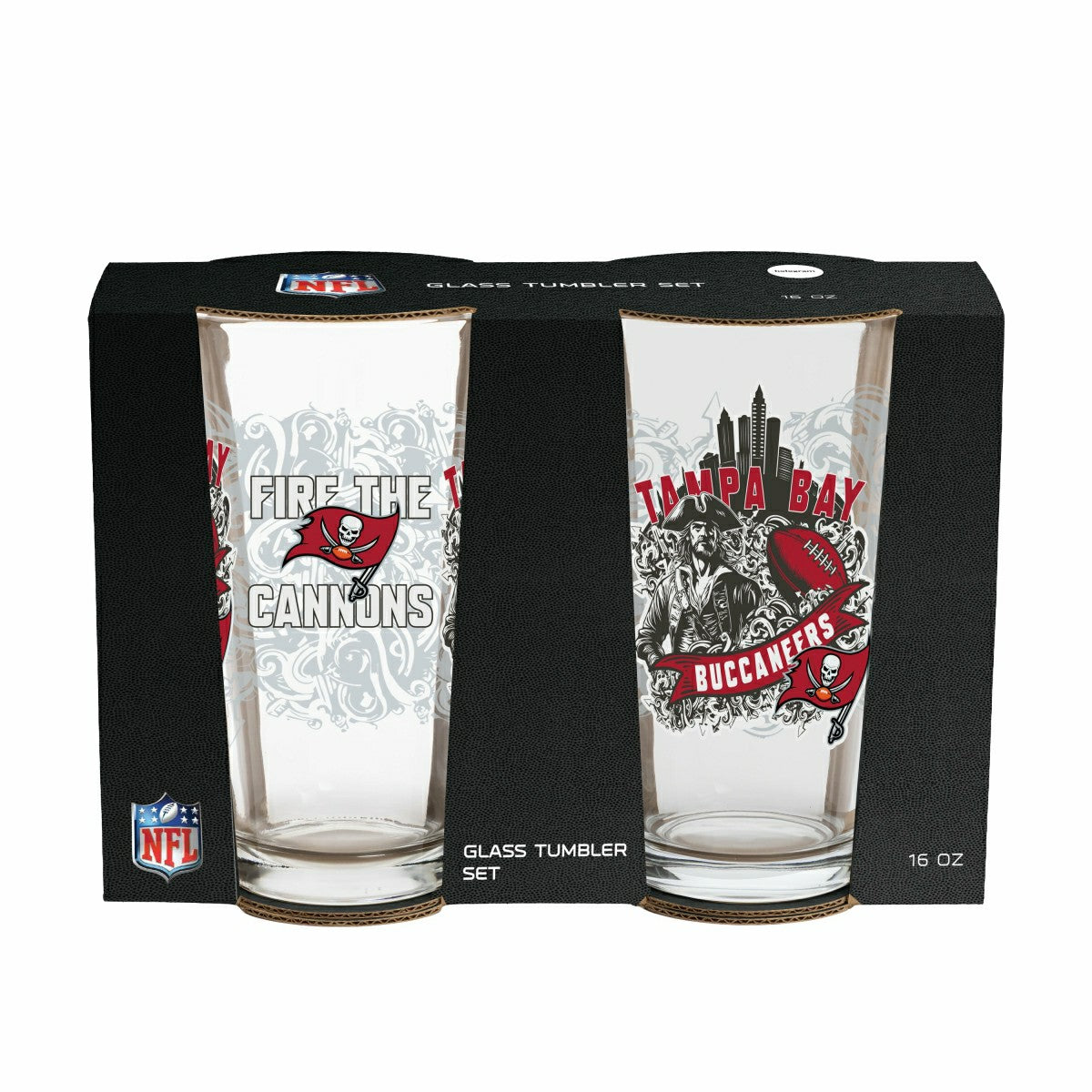 Tampa Bay Buccaneers 16oz Glass pint, Set of 2