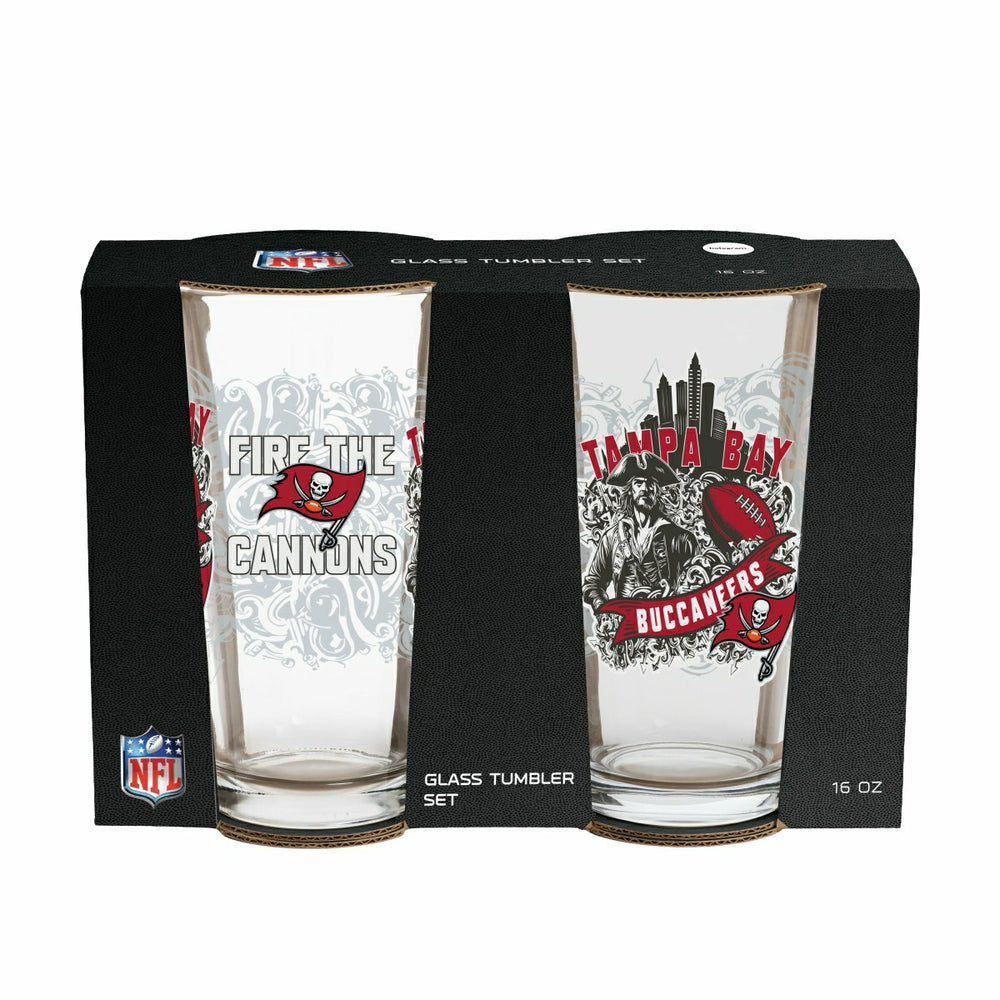 Tampa Bay Buccaneers 16oz Glass pint, Set of 2