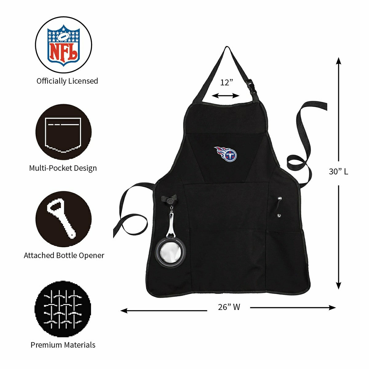 Grill Apron, Black, Tennessee Titans