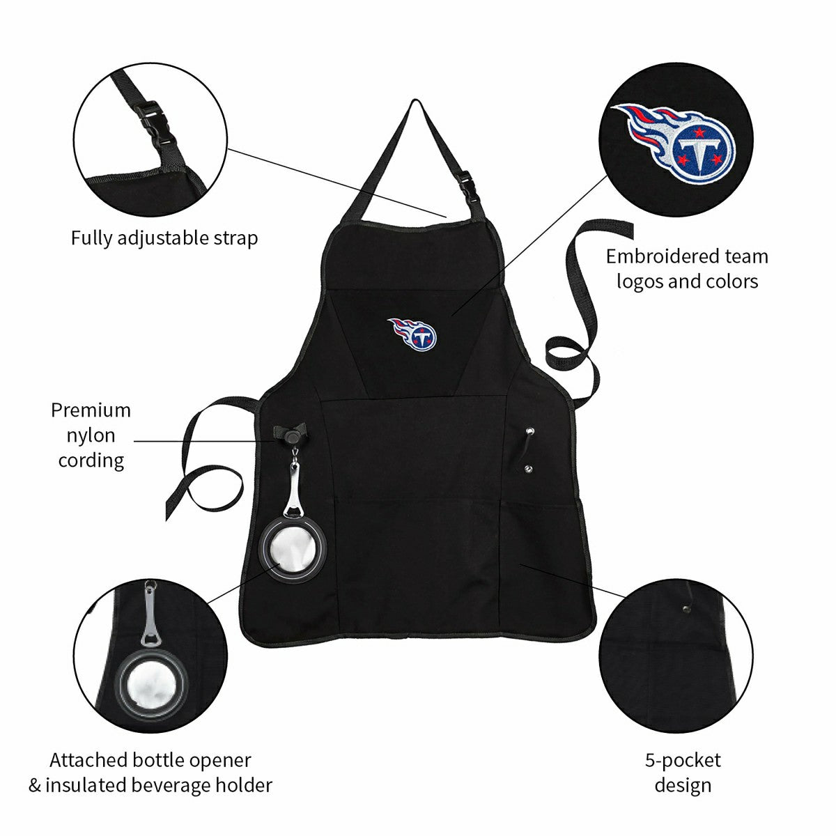 Grill Apron, Black, Tennessee Titans