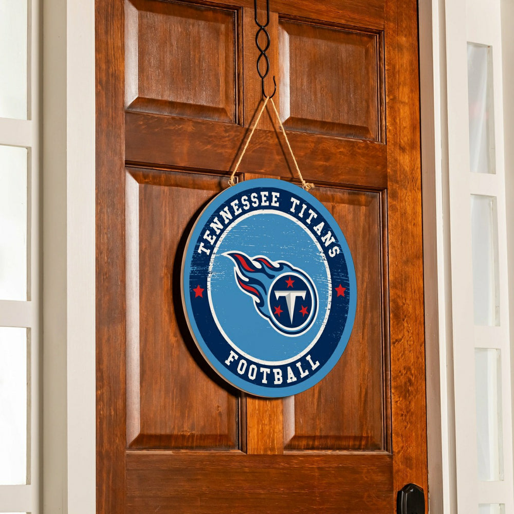 Tennessee Titans Round Door Décor with Hanging Rope, 18x18