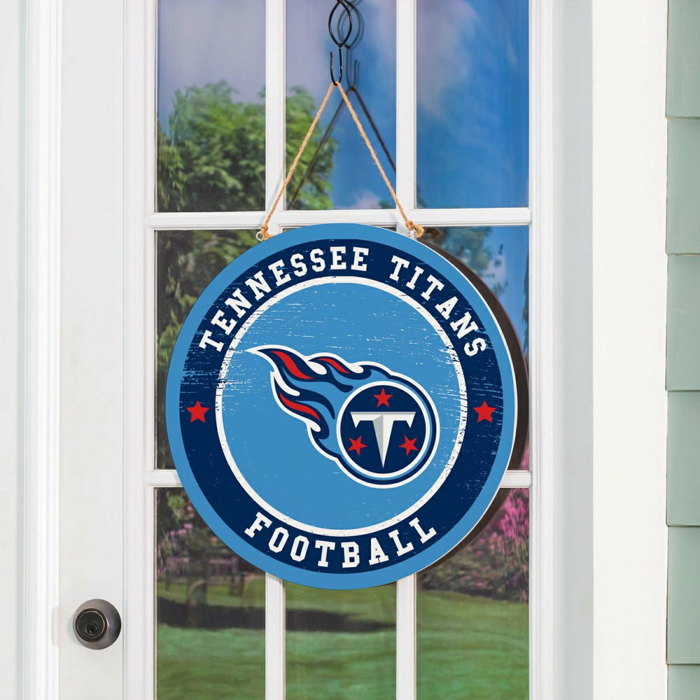 Tennessee Titans Round Door Décor with Hanging Rope, 18x18
