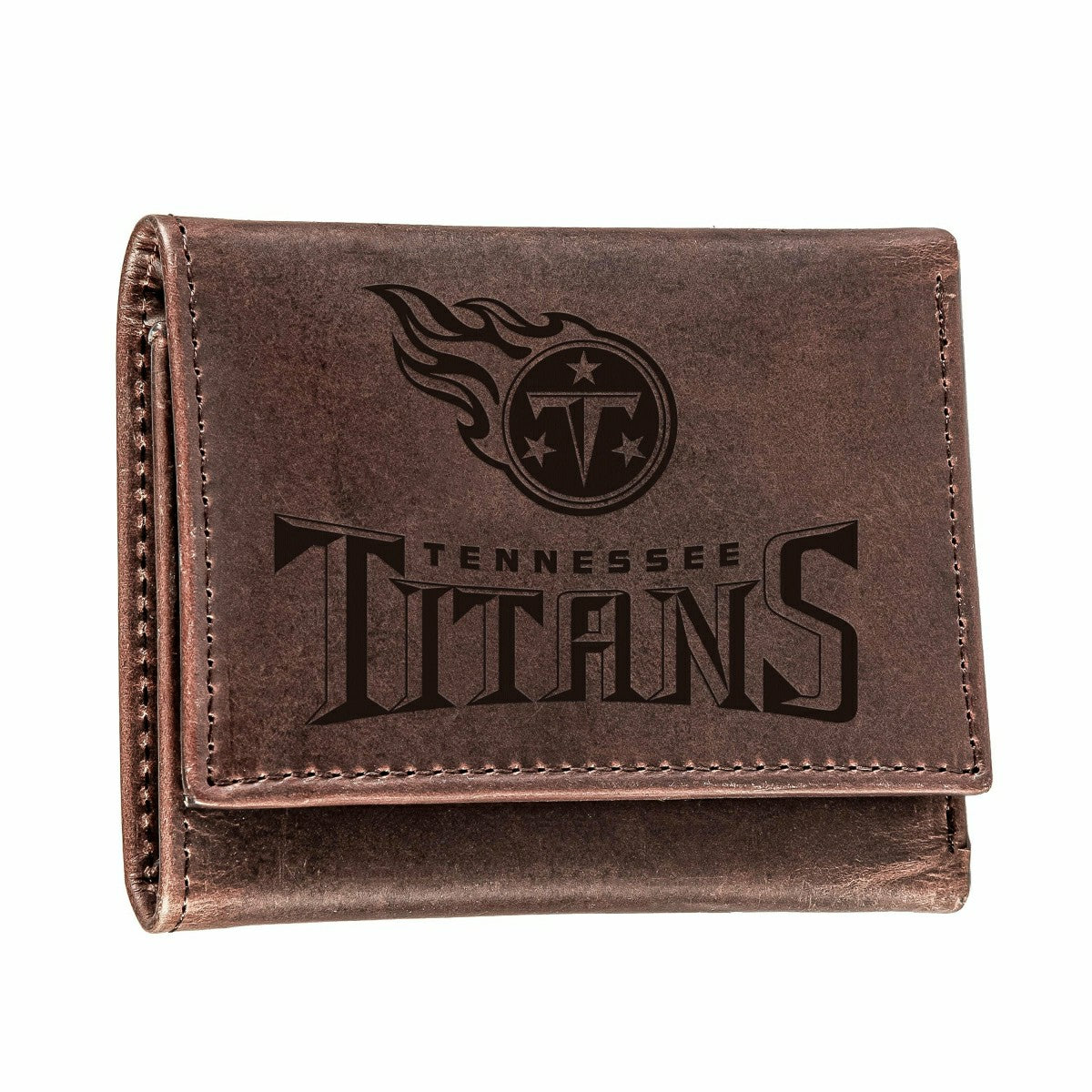 Tennessee Titans, Tri-Fold Wallet, Brown, CH, 100% Genuine Leather