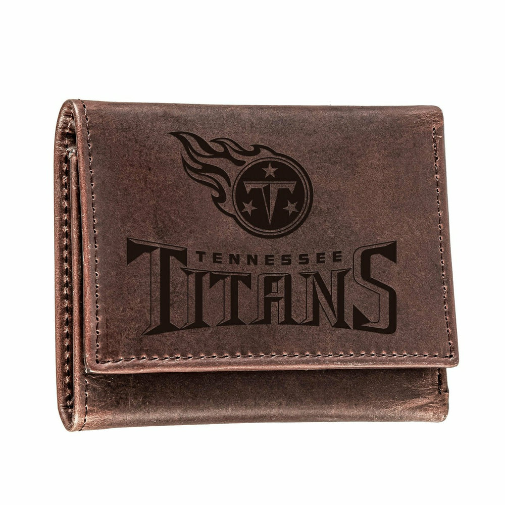 Tennessee Titans, Tri-Fold Wallet, Brown, CH, 100% Genuine Leather