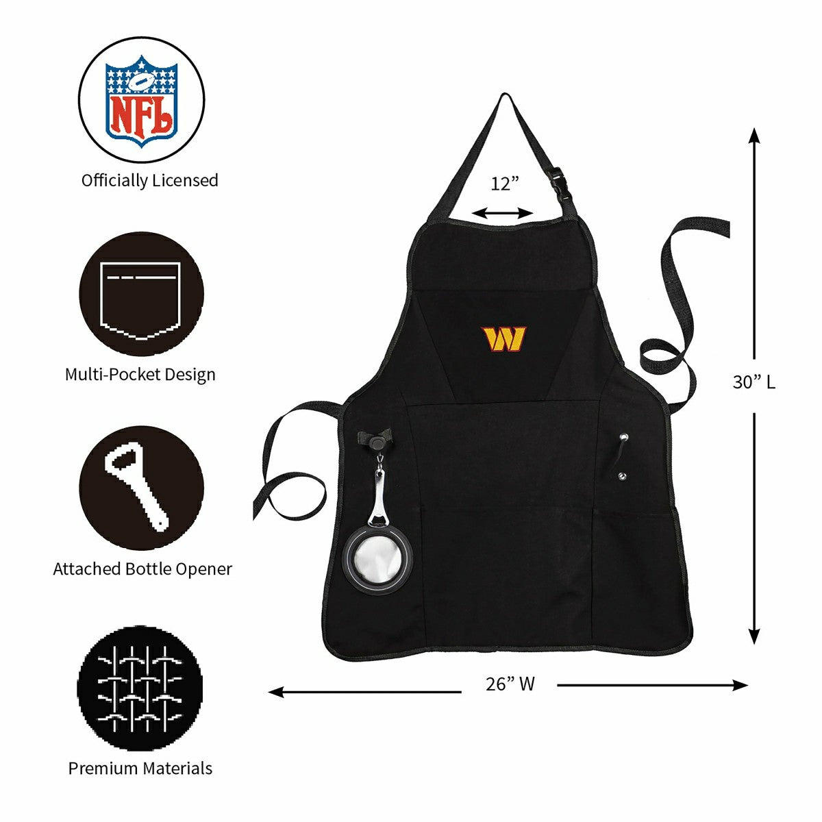 Grill Apron, Black, Washington Commanders
