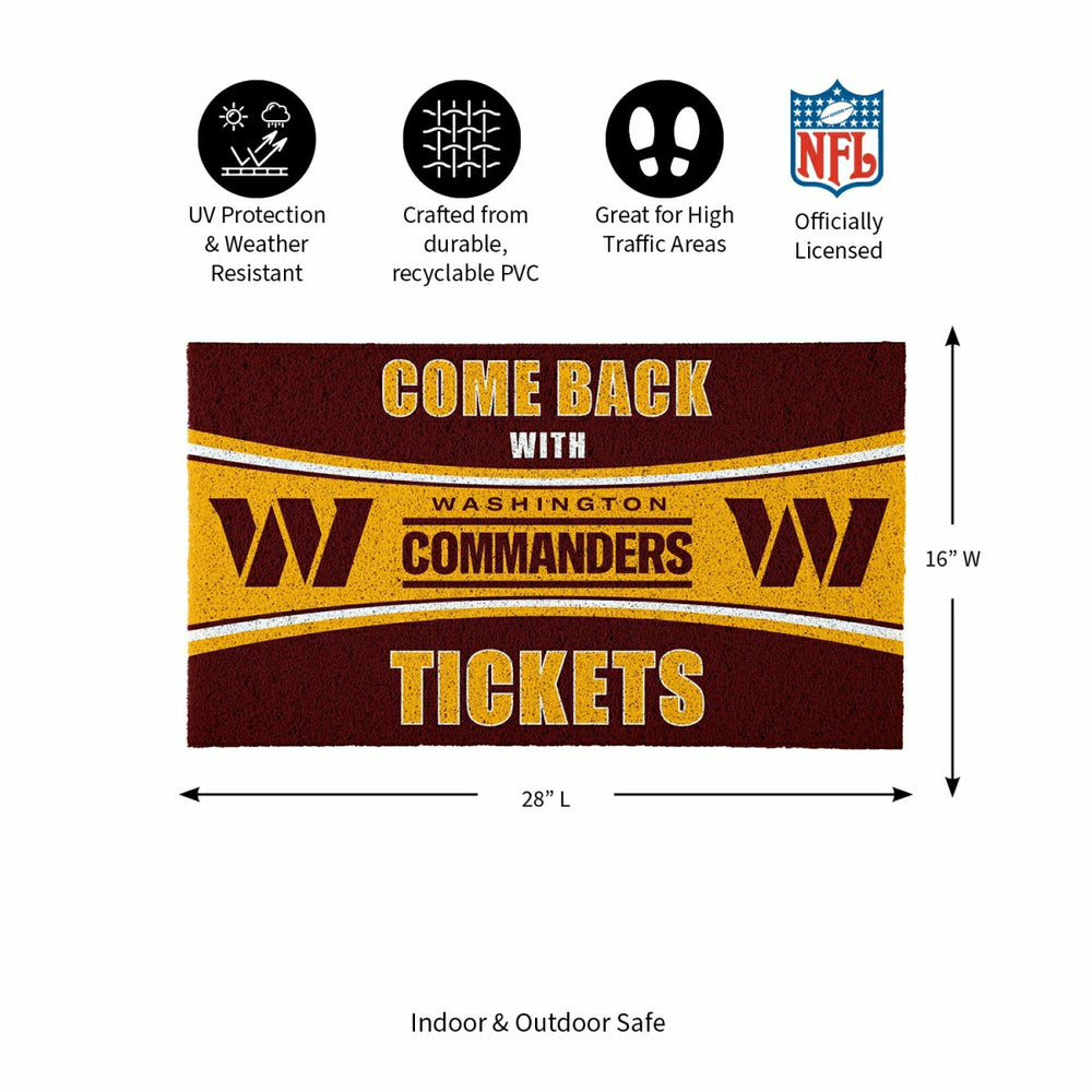 28" x 16" PVC Trapper Mat, Come Back with Tickets, Washington Commande