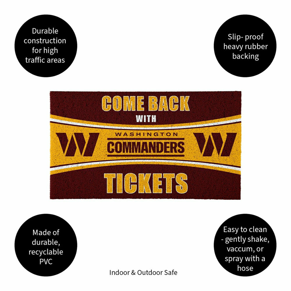 28" x 16" PVC Trapper Mat, Come Back with Tickets, Washington Commande