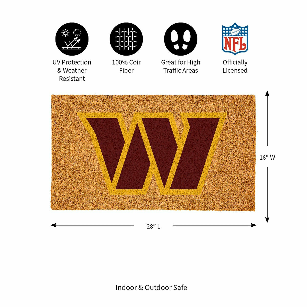 Coir Mat, 16"x28", Washington Commanders