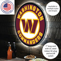 LED Wall Decor, Round, Washington Commanders