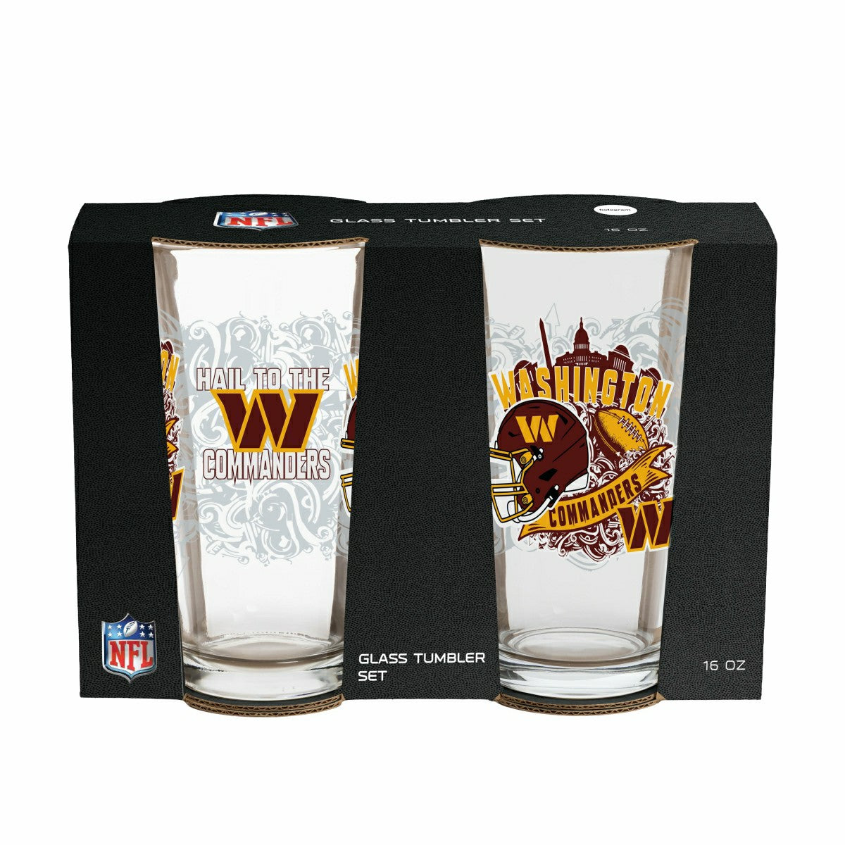 Washington Commanders 16oz Glass pint, Set of 2